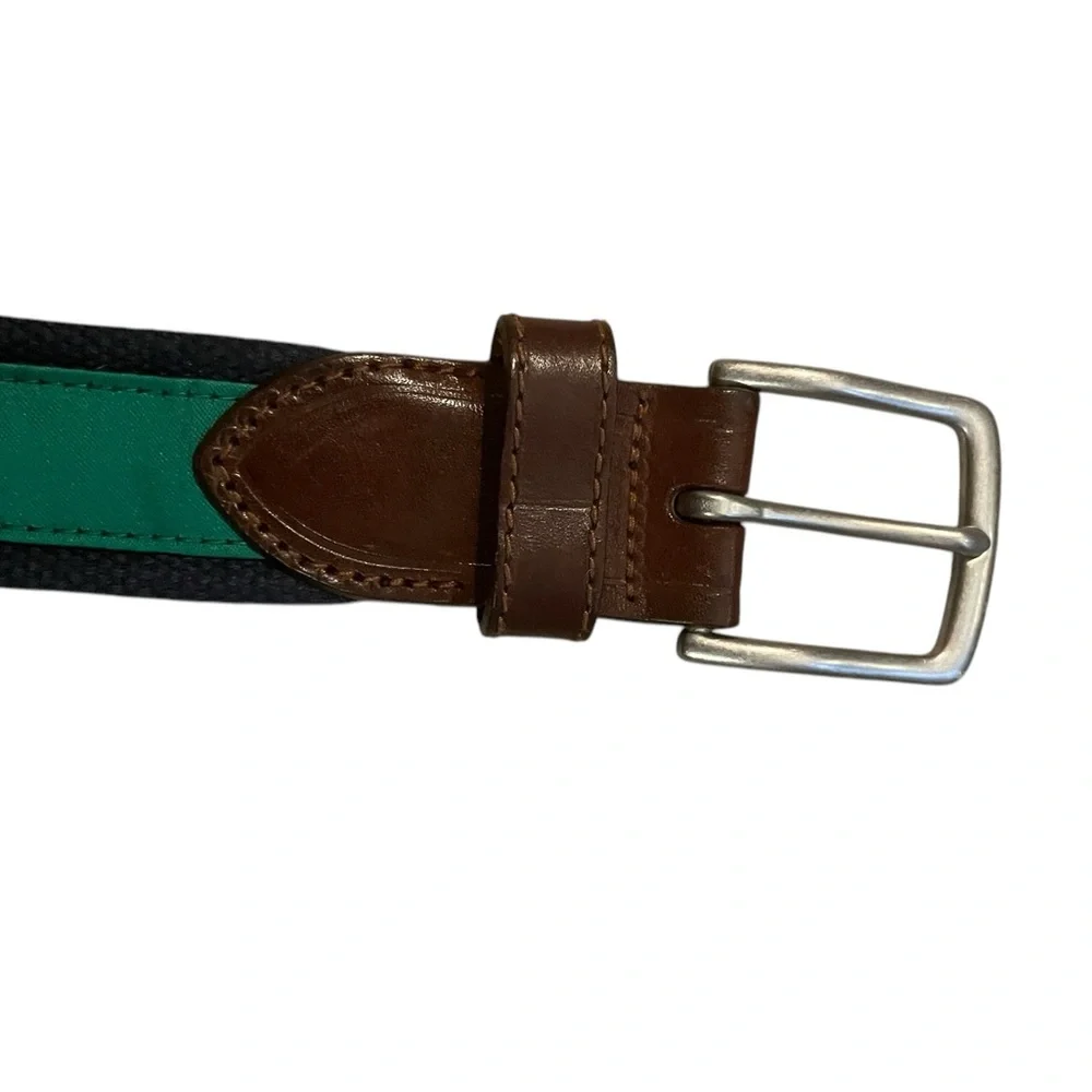 Southern Tide 32 Blue Fish Leather Navy‎ and Green Belt